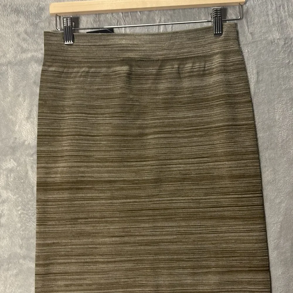 NWT New Coco Limon Green Brown Stretch Midi Skirt Size L/XL